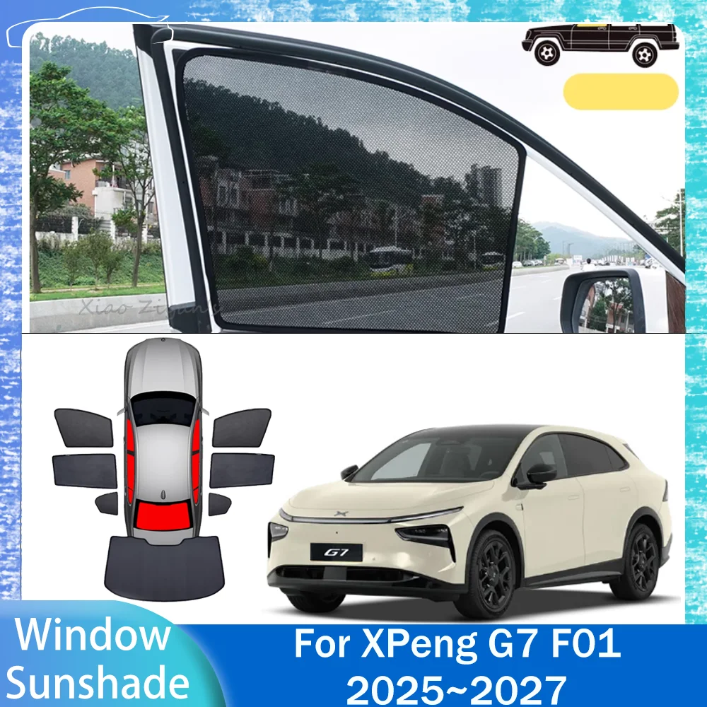 

For XPeng G7 F01 2025~2027 2026 Car Magnetic Mesh Privacy Sunshade Side Window Sun Shade Protection Interior Accessories