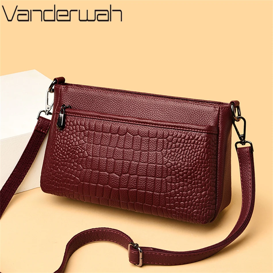 Luxury Cowhide Designer Leather Handle Bag for Female High Quality Woman Shoulder Messenger Bag Brand Ladies Handbags and Purses