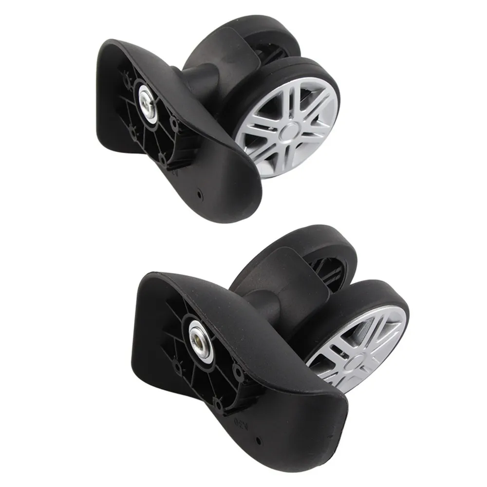 

1 пара прочных бесшумных сменных колес для багажа из ПП/ПЭТ, черные универсальные поворотные колеса для чемоданов