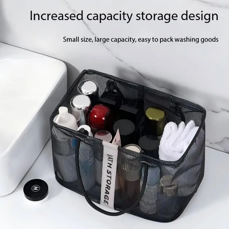 Foldable metal filter travel washroom swimming storage basket - Large capacity portable handle eco-friendly storage basket