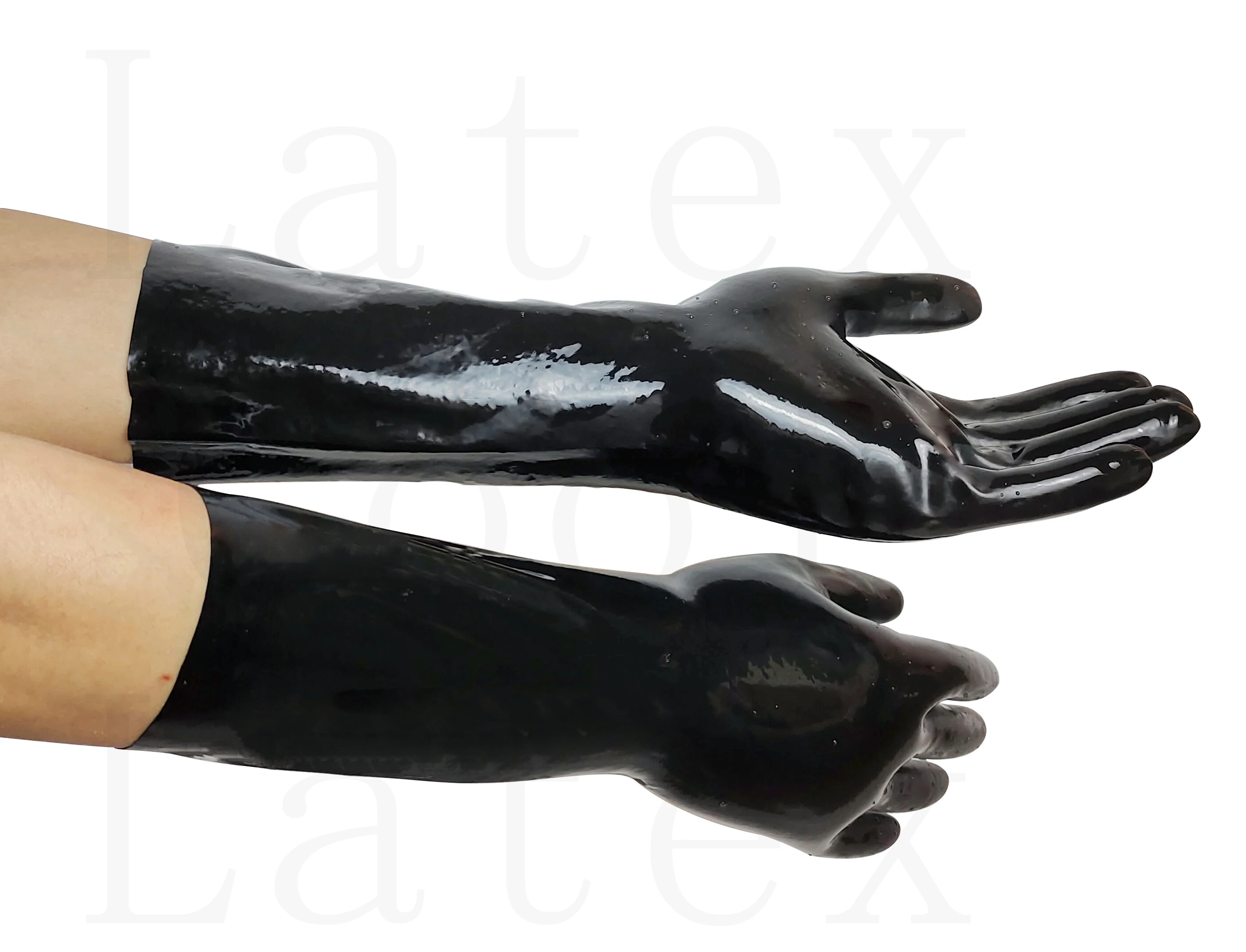 

100% Latex black short gloves Gloves Size S-XL 0.4mm rubber Gummi