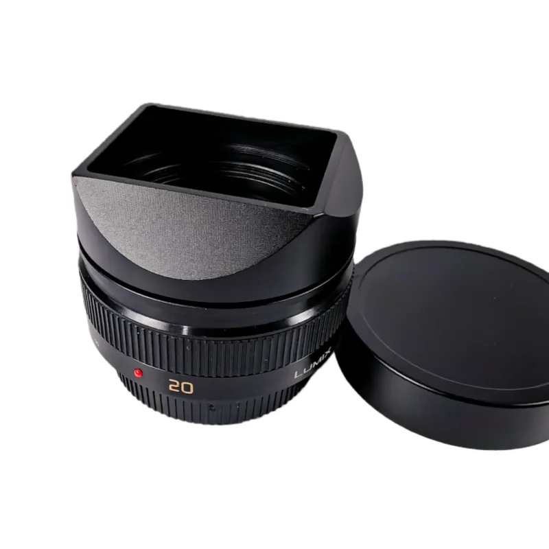 パナソニック Lumix G 20mm F1.7 ASPH 用角型メタルレンズフード