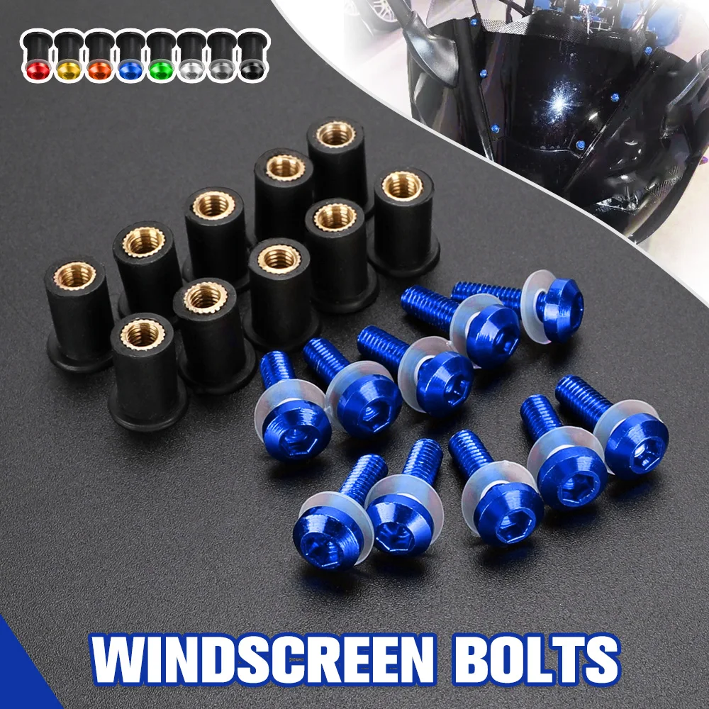 

10 Pieces 5MM Windshield Bolt Windscreen Mounting Screw Kit FOR YAMAHA YZF 600R Thunder cat YZF600R thundercat 1994 -2005