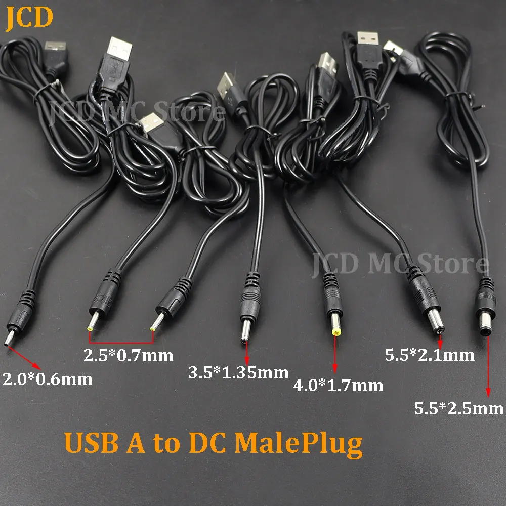 

USB Male to DC 2.0 0.6 2.5 0.7 3.5 1.35 4.0 1.7 5.5 2.1 5.5 2.5mm Power supply cord Plug Jack extension cable connector charger