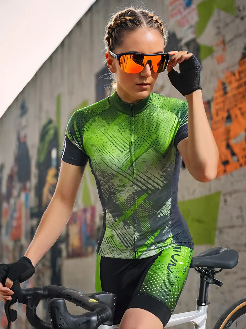 Cycling Jersey Women's Greenfield Style Road Bike Summer Cycling Top Short Sleeve Summer Model Sportswear Sweatshirt