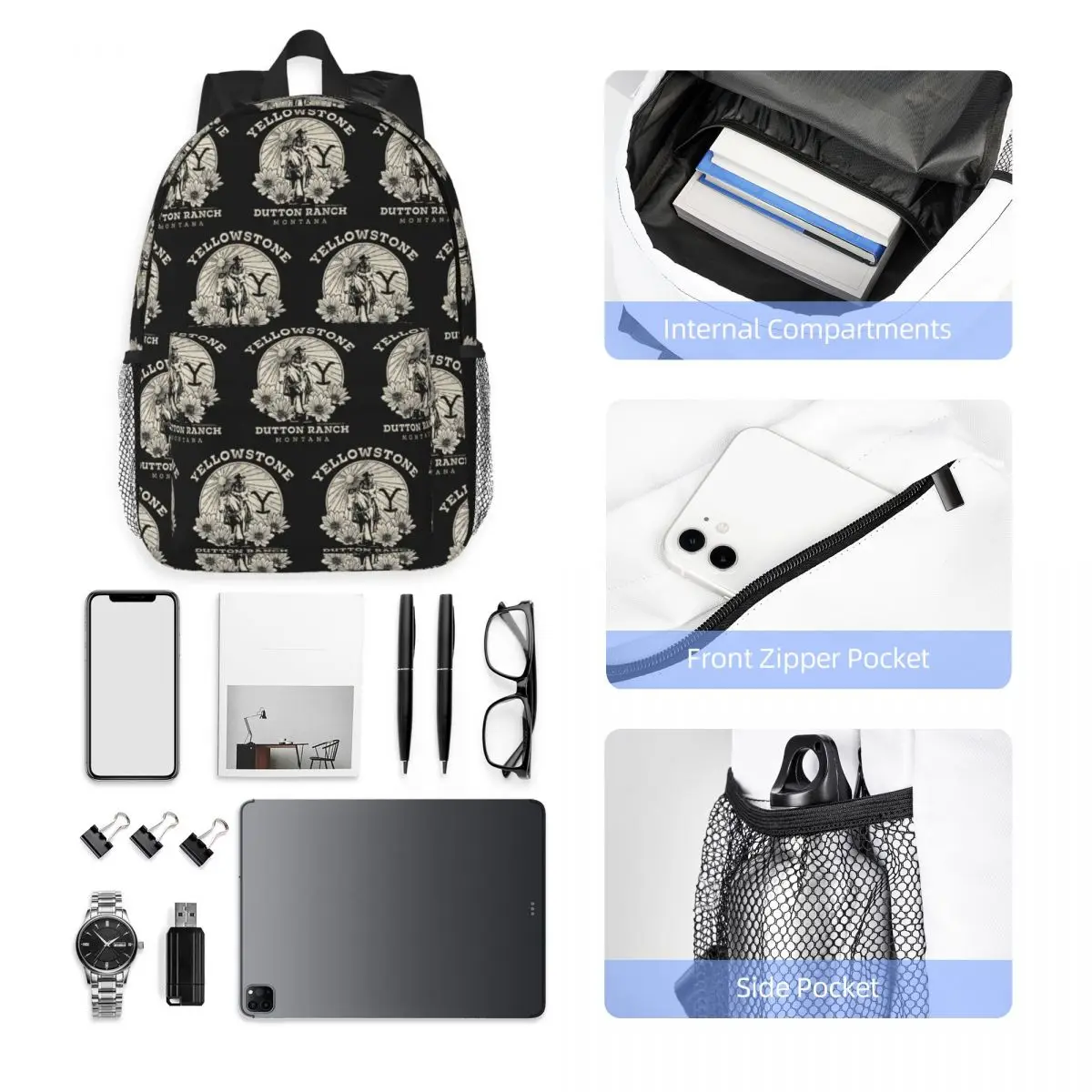 Yellowstone Dutton Ranch Backpack Student Boys Girls BookBag Men Women School Bag Laptop Shoulder Bags