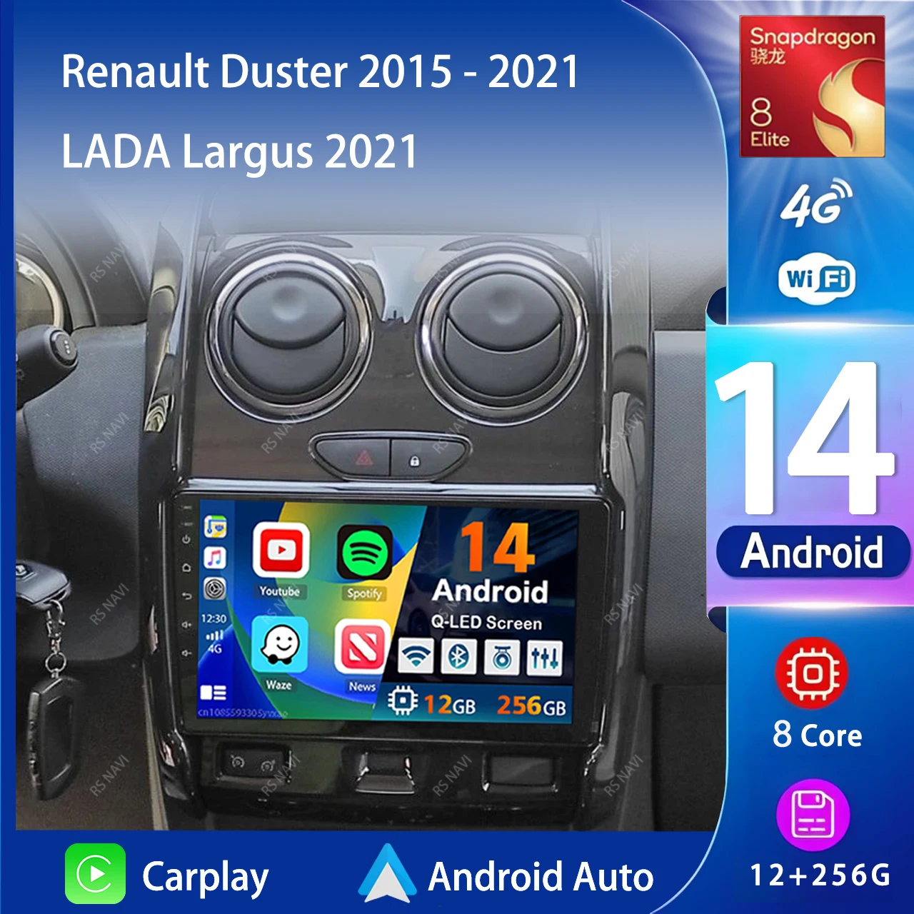 Android 14 Carplay Car Radio Multimedia For Renault Duster 2015-2021 For LADA Largus 2021 navigation video DVD Autoradio Stereo