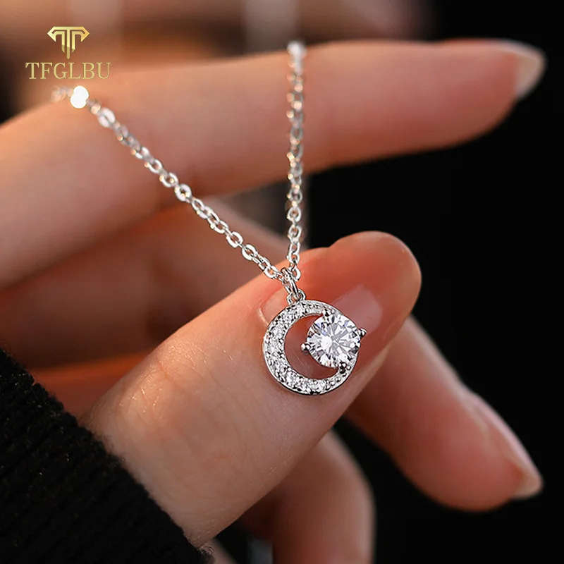 

TFGLBU D Vvs1 0,5 карата сертифицированное ожерелье с подвеской из муассанита для женщин, классические свадебные украшения, 100% чистая серебряная цепочка 925, оптовая продажа