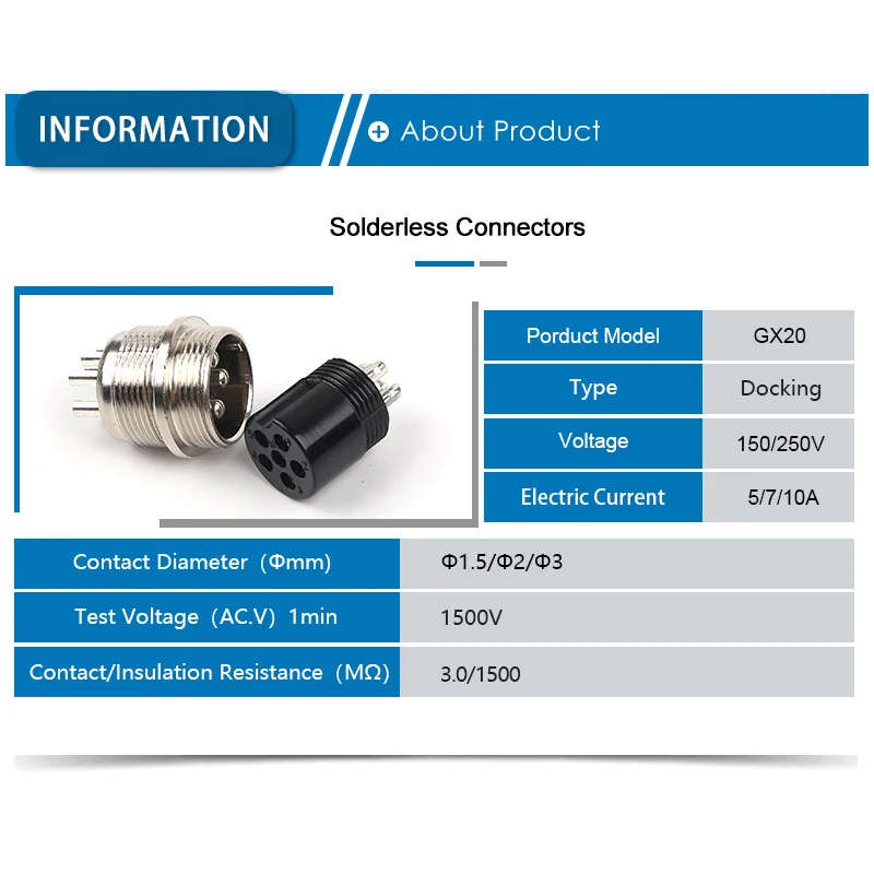 GX20 2/3/4/5/6/7/8/9/10/12/14/15 Pin Male Female Butting Wire Cable Circular Aviation Socket Plug Panel Connector