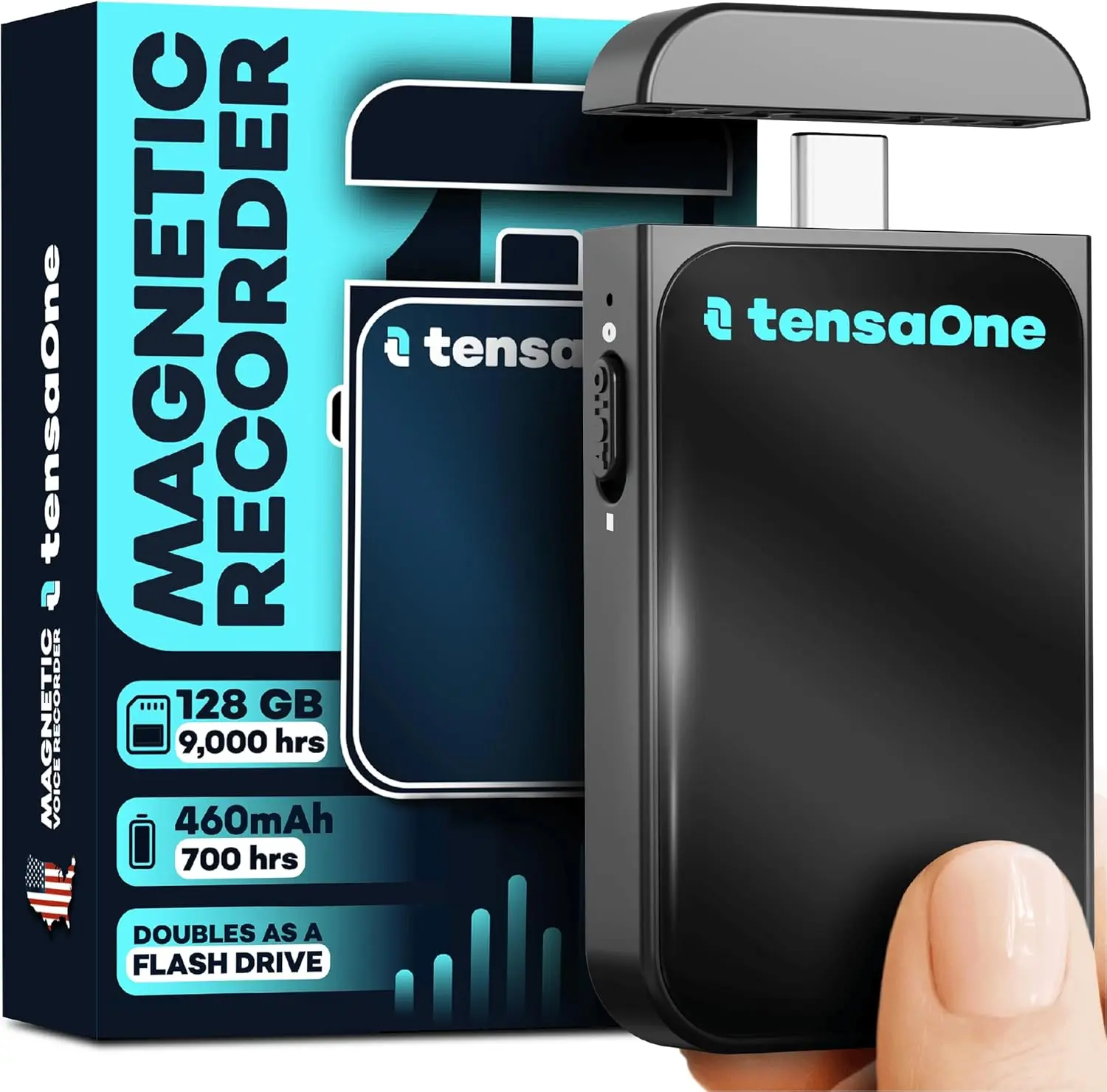 

Voice Activated Mini Recorder with Magnetic Mount, AI Noise Reduction, 128GB Storage, 9000 Hours Recording