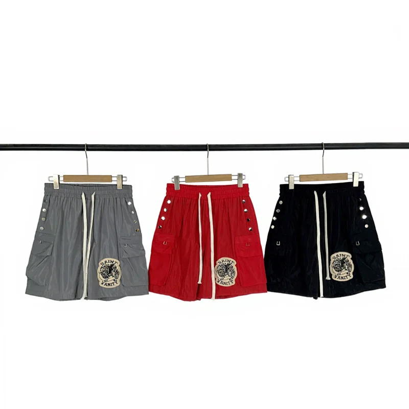 Saint American High Street uomo casual estivo orts patchwork ricamo abbigliamento da lavoro pantaloni a gamba dritta in fibra di poliestere