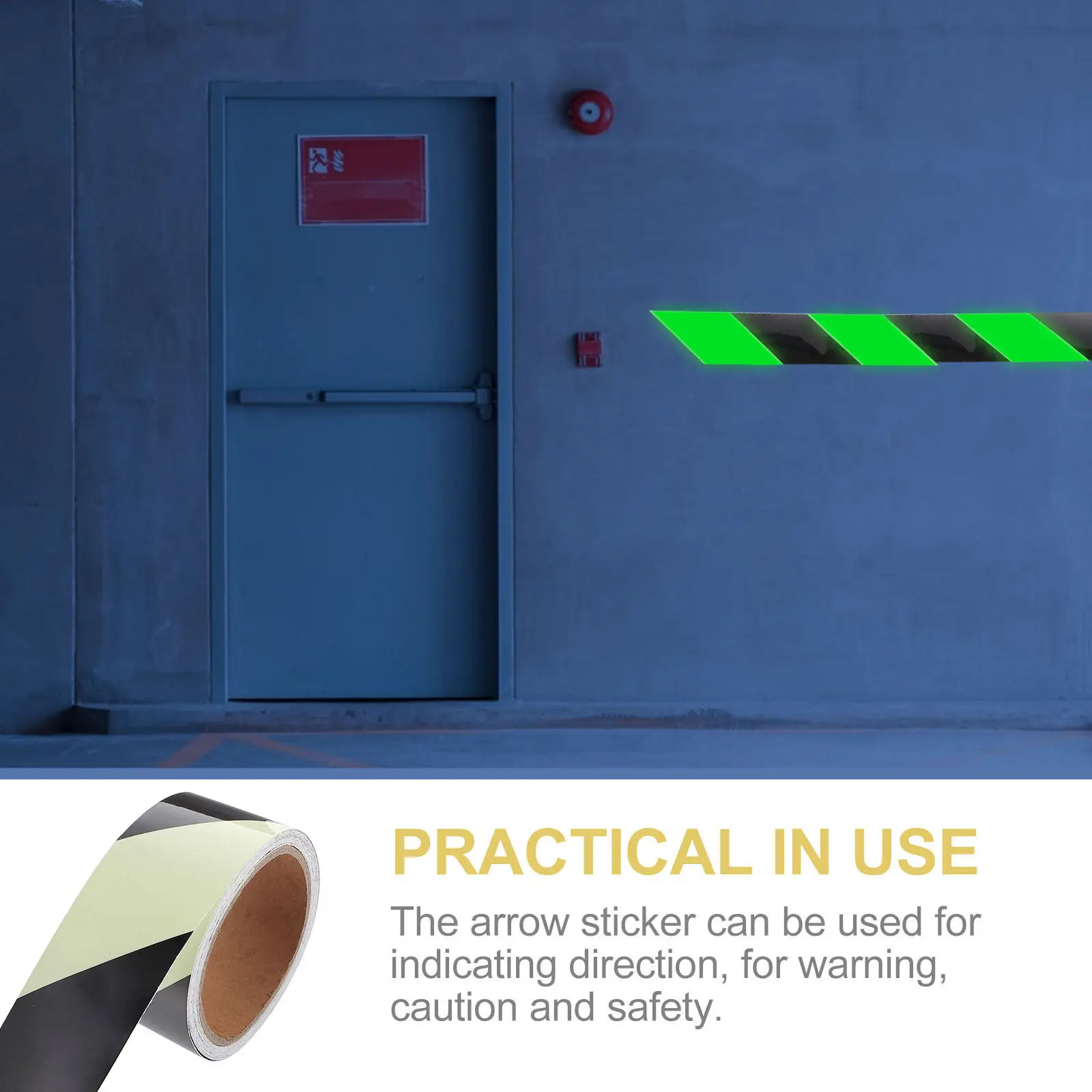 

Glow in The Dark Luminous Directions Indication Tape Durable PVC for Stairs Passages Reflective Green Black High Visibility