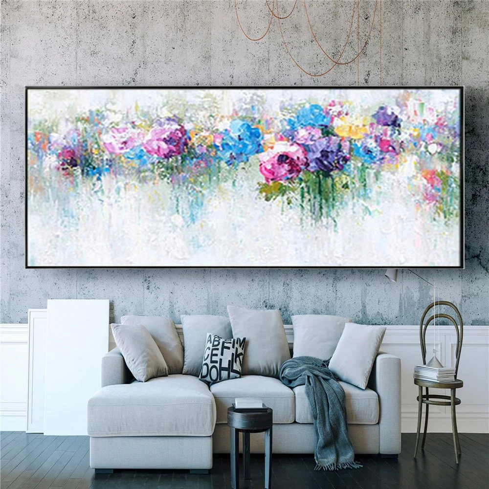 

100% Handmade Oil Painting On Canvas New Product Launch Lilac Flower Wall Art Picture For Home Decor Paintings Trim Living Room