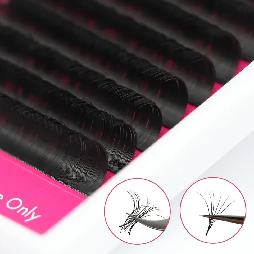 Lashrujade 16 17 18 19 20mm Long Individual Eyelashes Extension Soft Faux Silk Mink Russian Volume Lash Extension Supplies