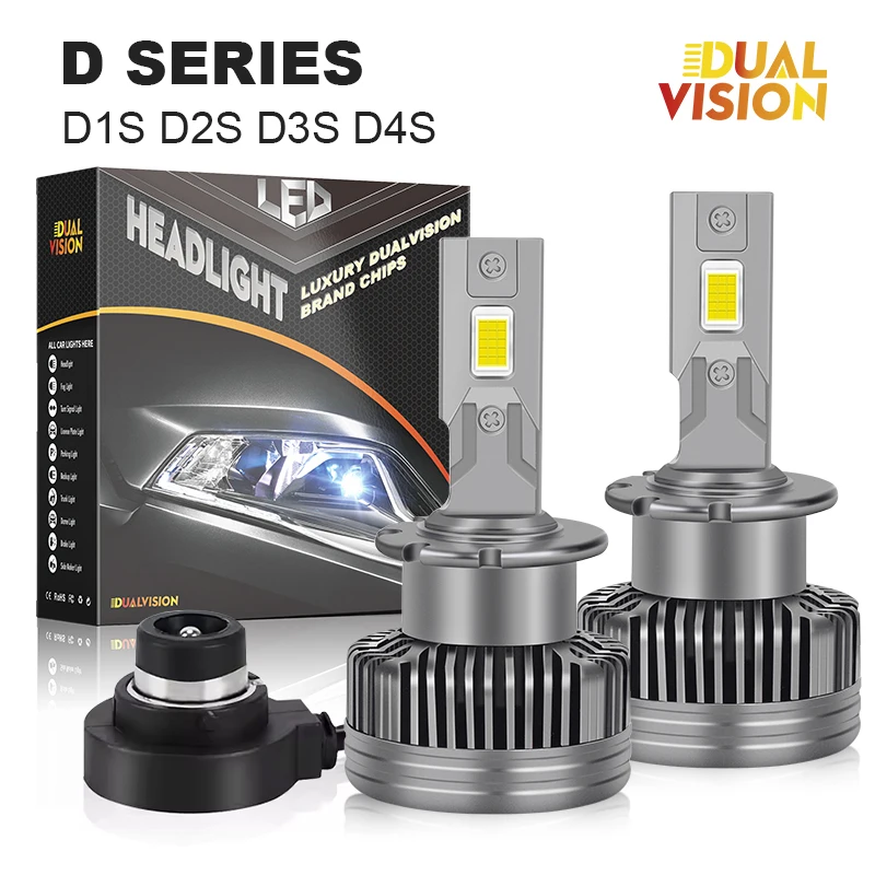 

Светодиодные фары Dualvision D3S HID D1S D2S D4S D1R D2R D3R D4R Turbo Автоматические лампы 30000LM Двусторонний чип CSP 6500K 300W Plug&Play