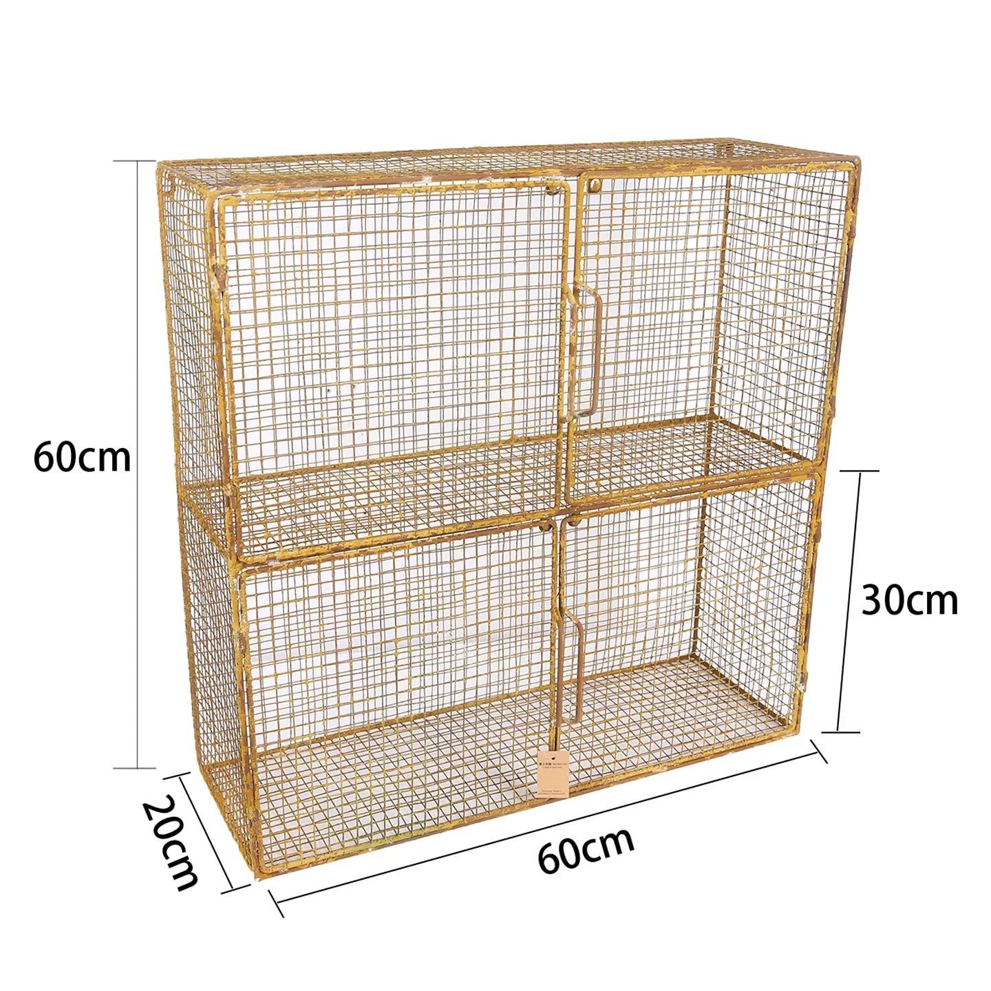 Rustic Vintage Iron Wire Mesh Storage Cabinet with Doors Shelving Unit