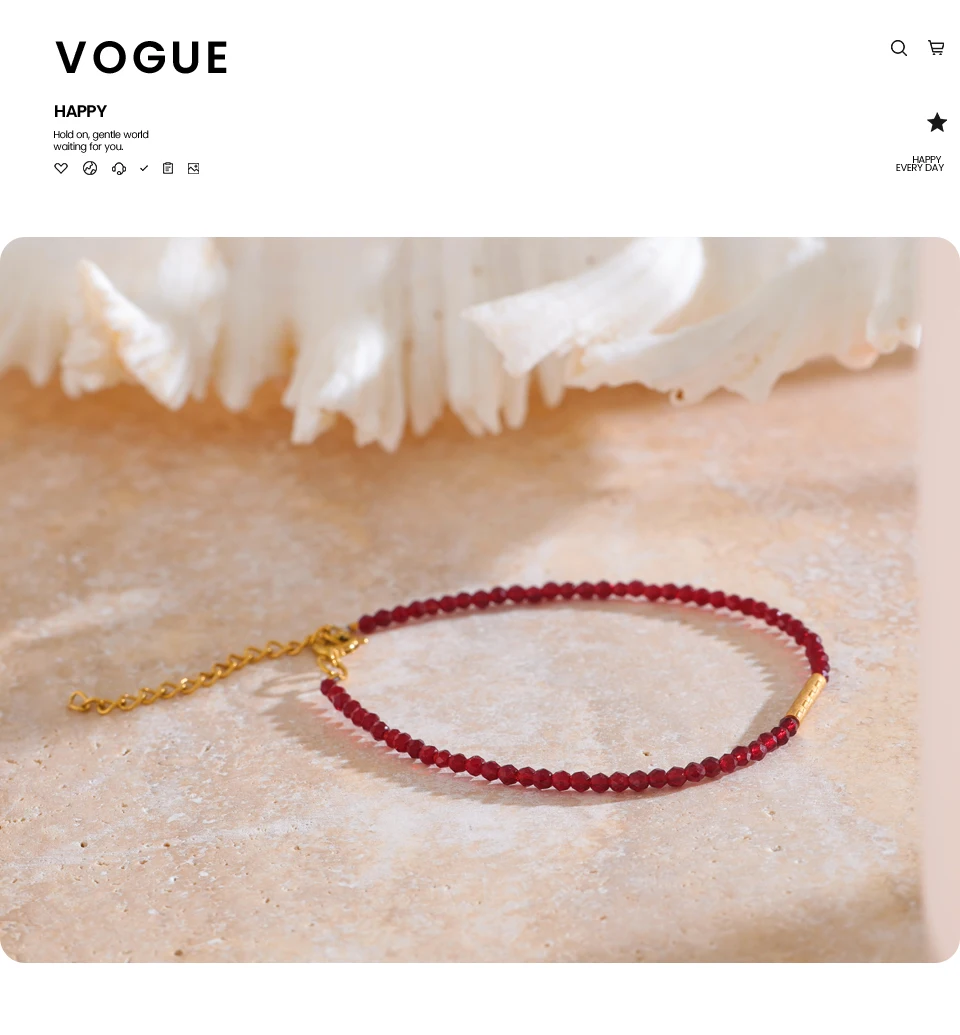 Yhpup Ancora Ankela Roter Kristall Dünnes Armband Beliebte Mode Exquisites Armband Edelstahlperlen Handgefertigter Schmuck – Detail 10