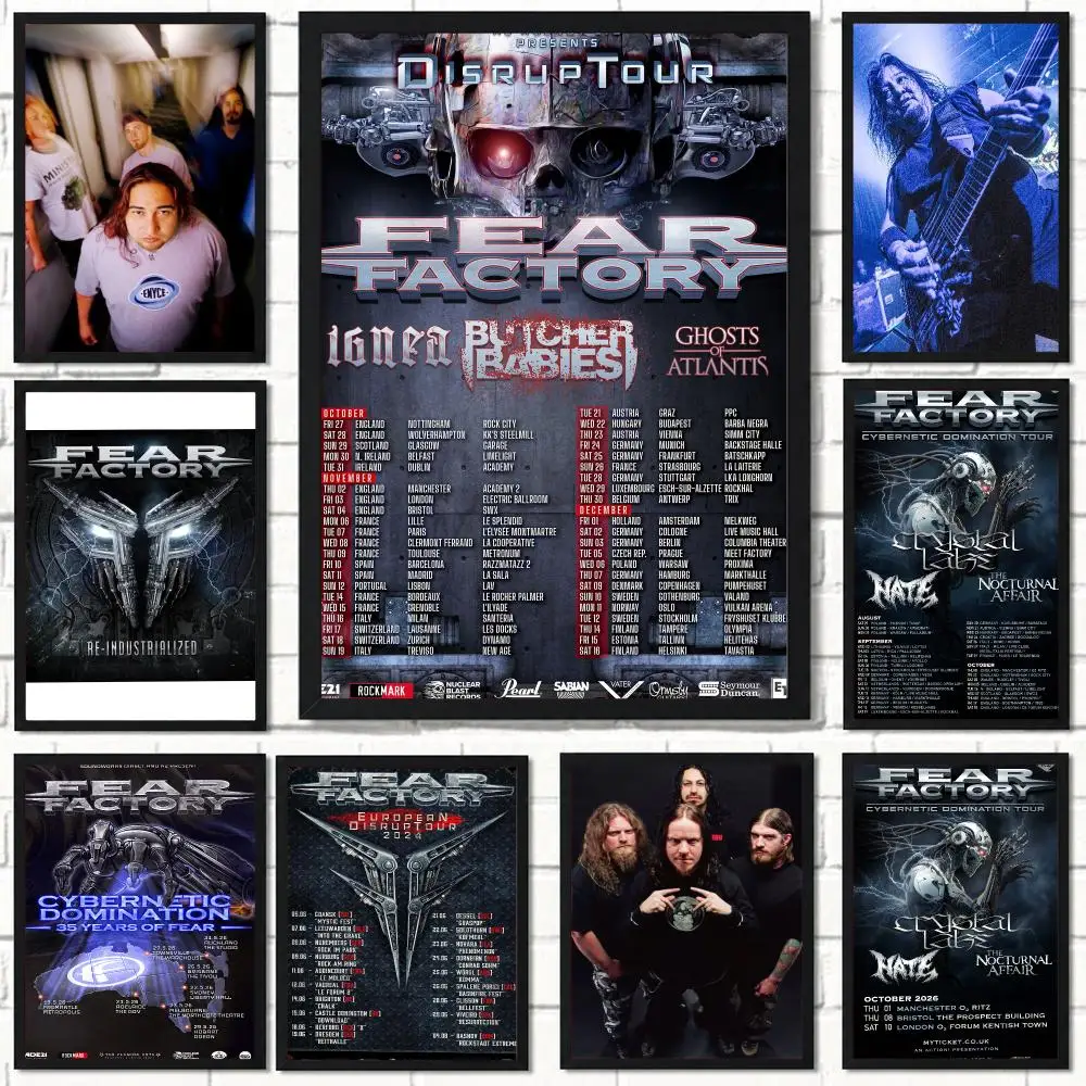 band F-Fear Factory-Y Poster Self Adhesive Wall Decor for Modern Home Cafe Office and Bar