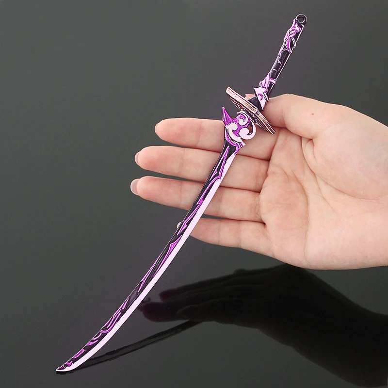 Genshin Impact Game Peripheral Metal Weapon Model 22cm Thunder God Wu Xiang's Sword Crafts Sword Toy Ornament Keychain Display