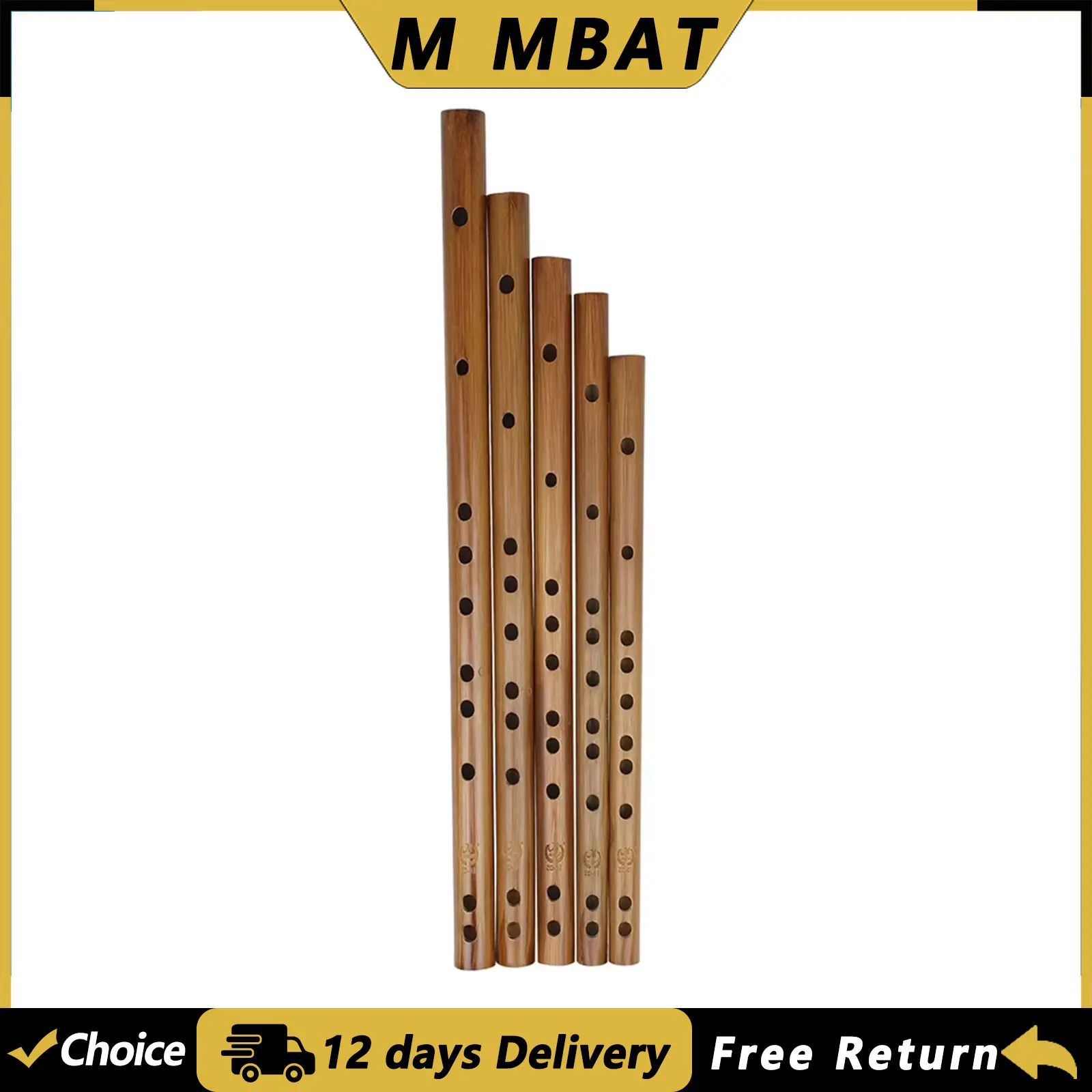 M MBAT Bambusflöte Piccolo Chinesische Dizi Traditionelle C D E F G Tonart Flöte Holzflöte Holzblasinstrument für Anfänger Geschenke