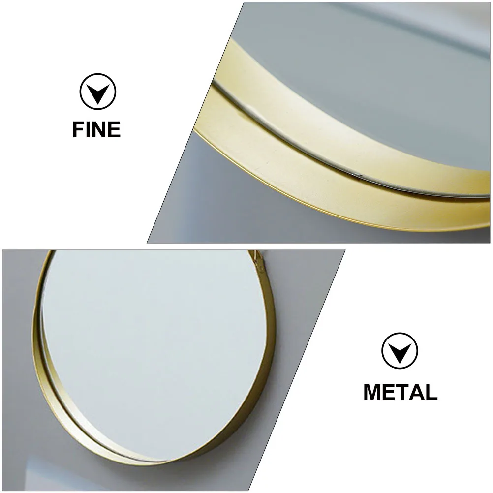 

Wall Hanging Makeup Mirror Nordic Design Decorative Round Bathroom Mirror Punch-Free Wall Decor