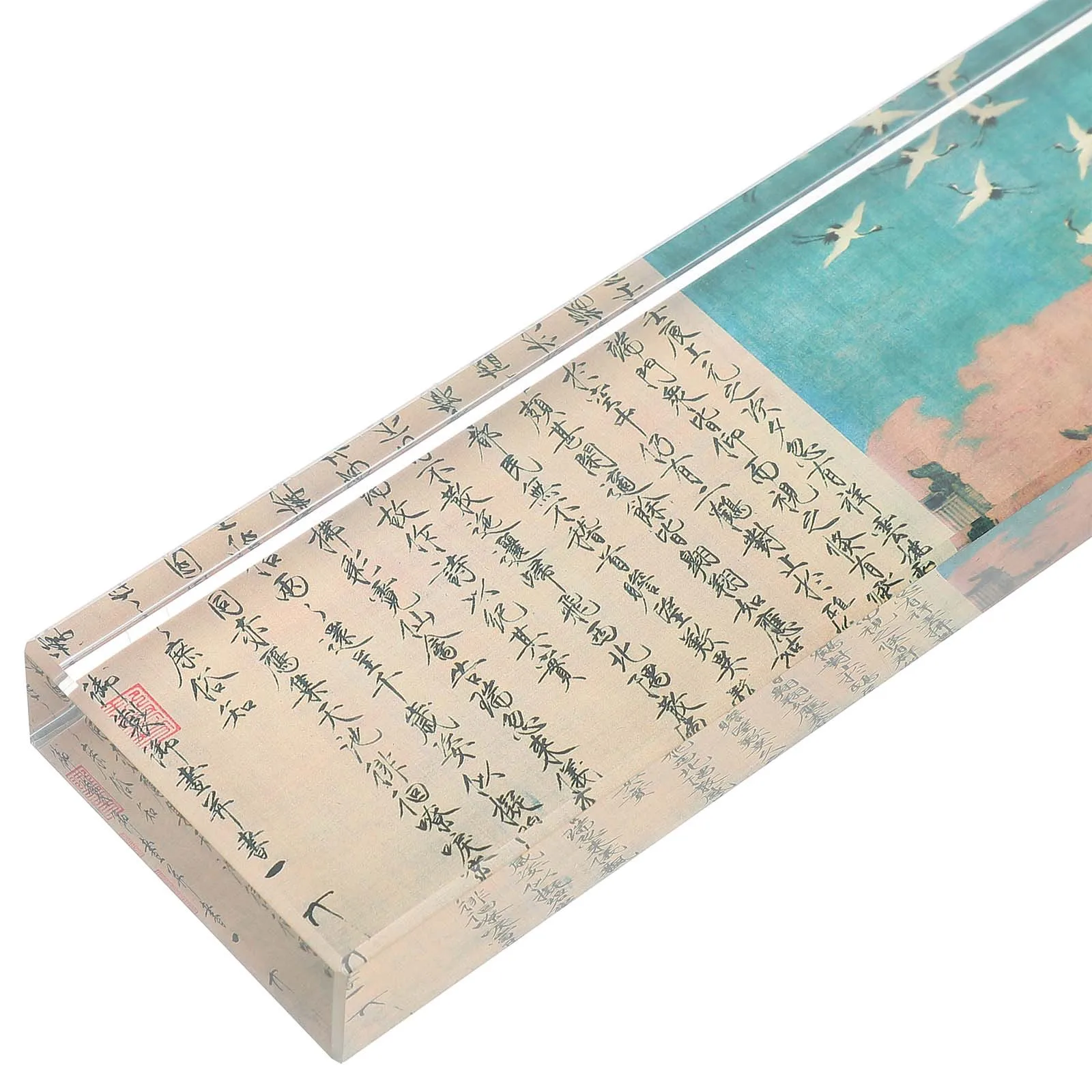 Clear Glass Calligraphy Paperweight Rectangular Elegant Art Weight Chinese Writing Tool for Calligraphy Practice Painting