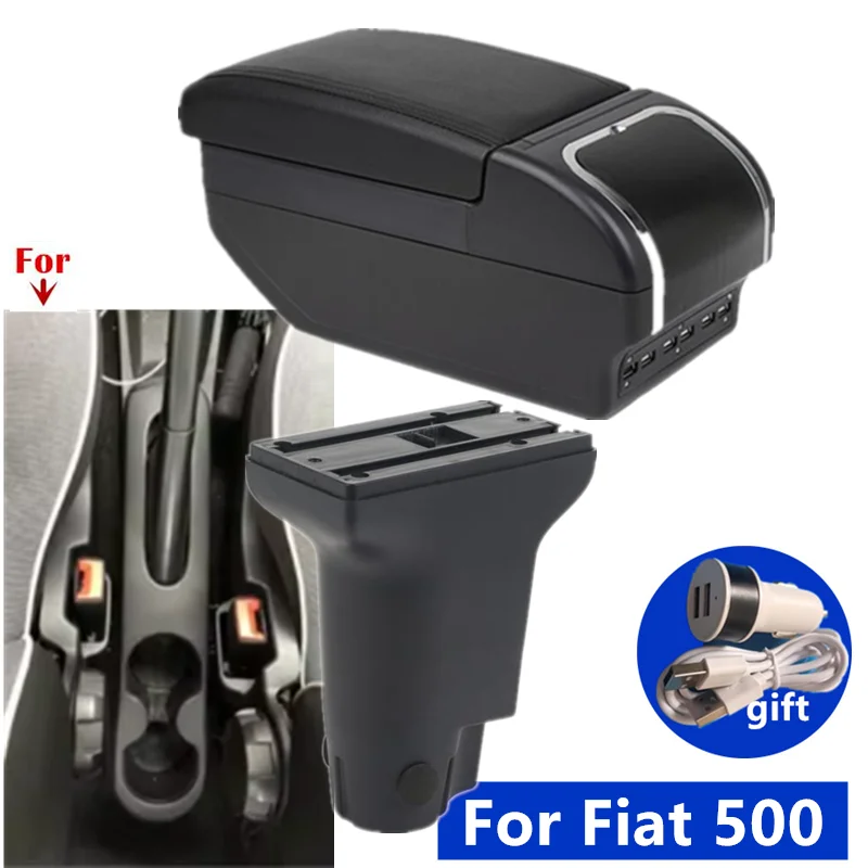 Caja reposabrazos para coche Fiat 500, caja reposabrazos dedicada para Fiat Cronos, caja de almacenamiento central interior elevada, accesorios para coche