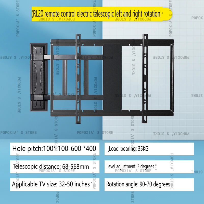 Ascensore per montaggio TV girevole a parete motorizzato Full Motion da 32-50 pollici con telecomando/staffa di rotazione per la casa