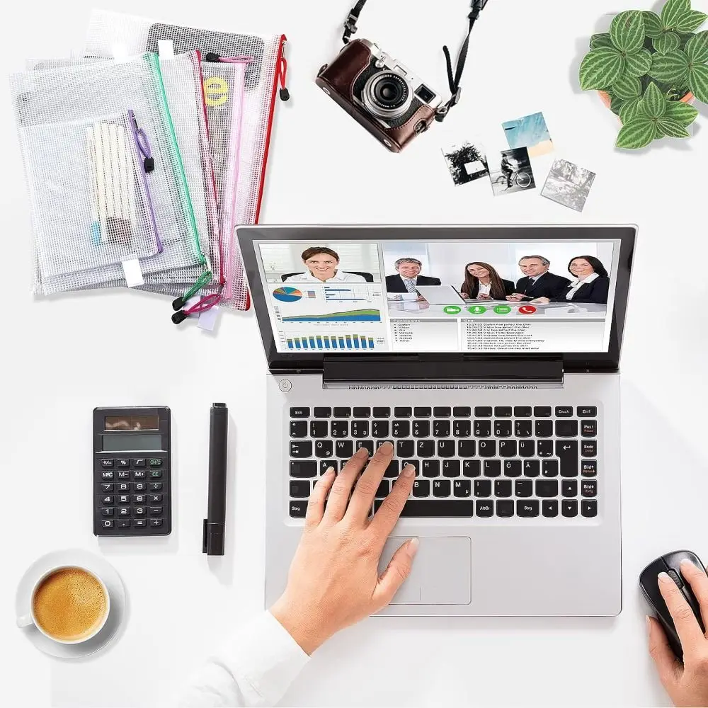 Cosmetic Makeup Bags Mesh Zipper Pouch Document Organiser Paper Organizer Document Folder Large Capacity PVC File Organizer