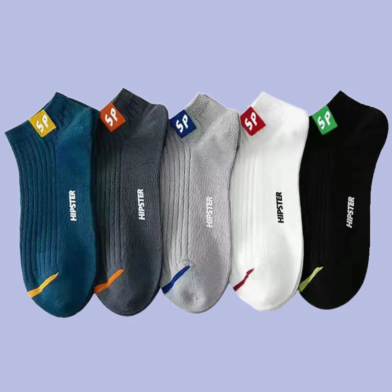 5/10 Pairs Fashion Men's Socks Summer Thin Sports Casual Men's Socks Breathable Sweat-Absorbing Men's Cotton 2024 New Socks