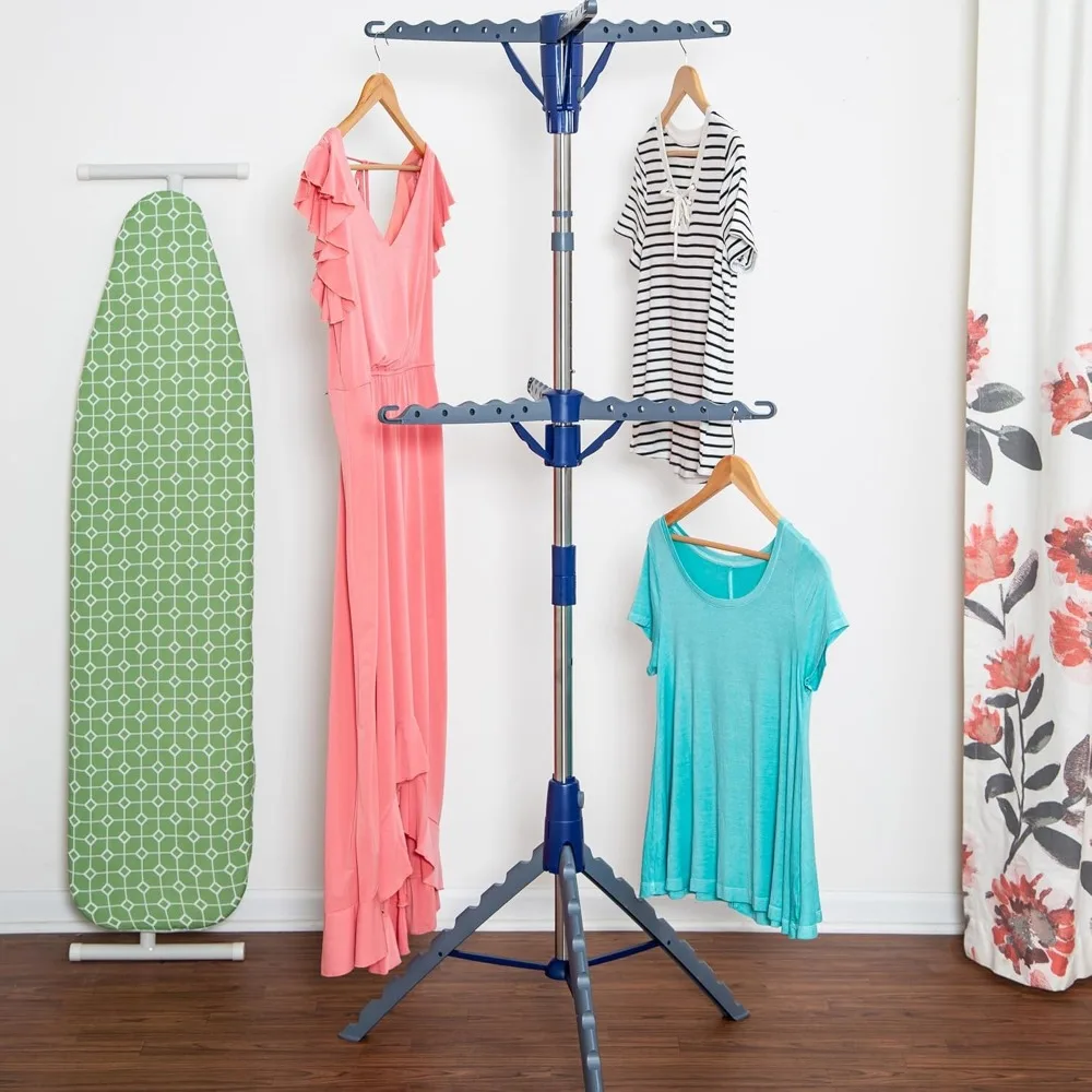 رف تجفيف الغسيل المحمول القابل للطي بطبقتين - مجفف ملابس موفر للمساحة للاستخدام الداخلي والخارجي