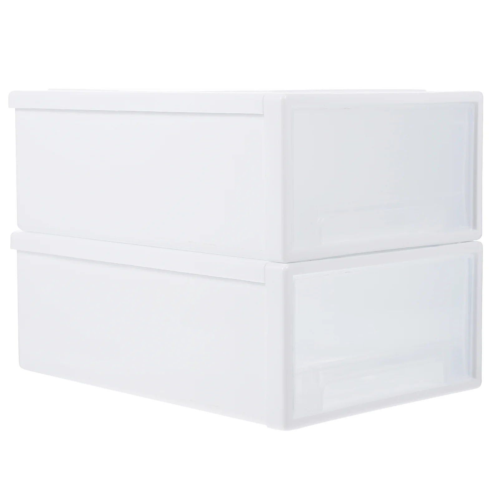 

2 Pcs Plastic Storage Box Closet Organizer Clothing Container Shoes Clothes Holder Containers Transparent Orderly