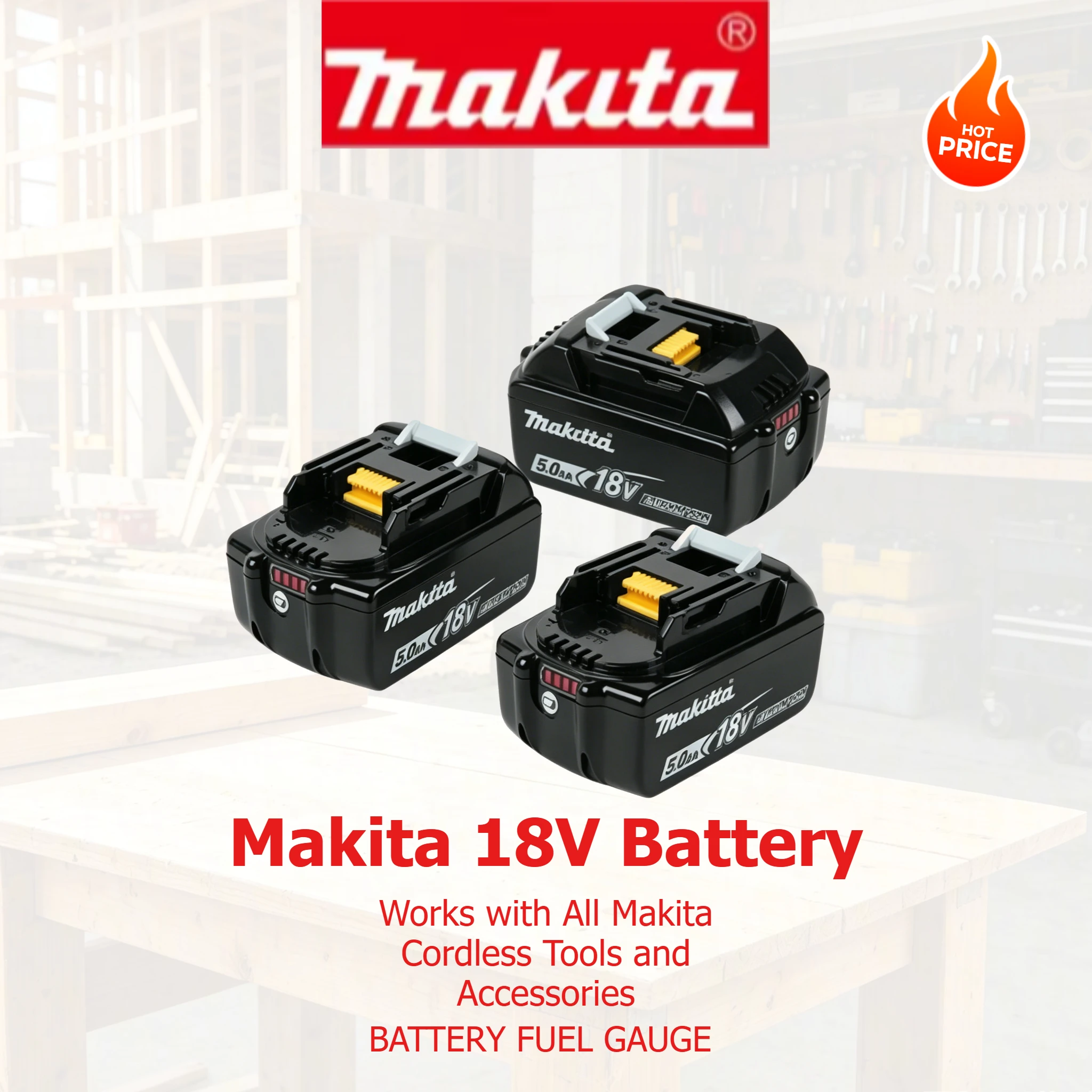 

Upgraded Makita 18V Lithium Battery Strong Power Stable Discharge Performance Suitable For Makita High Load Working Power Tools