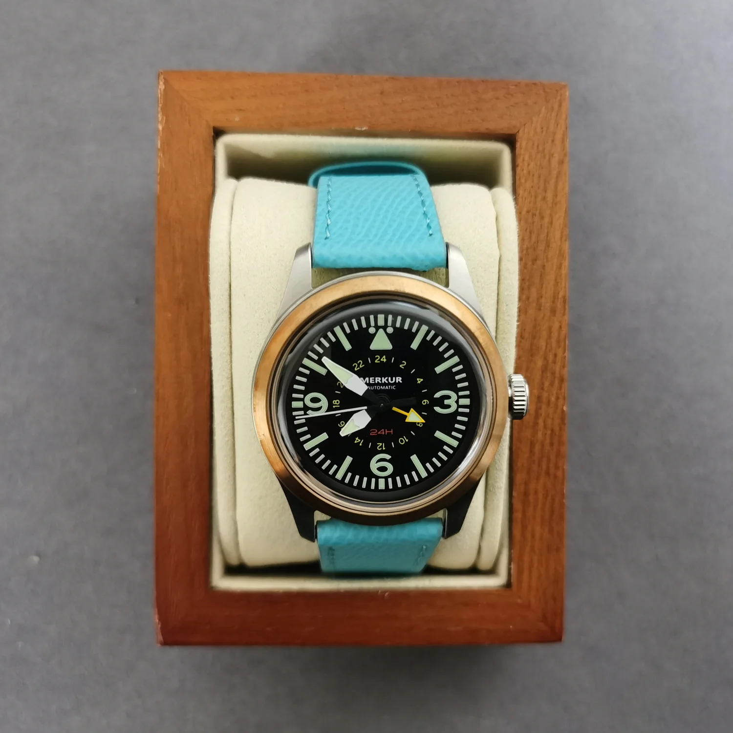 بيير بولين ساعة أوتوماتيكية للرجال 38 ملم ساعة يد ميكانيكية طيارية مرآة الياقوت ST17 Mov إطار برونزي