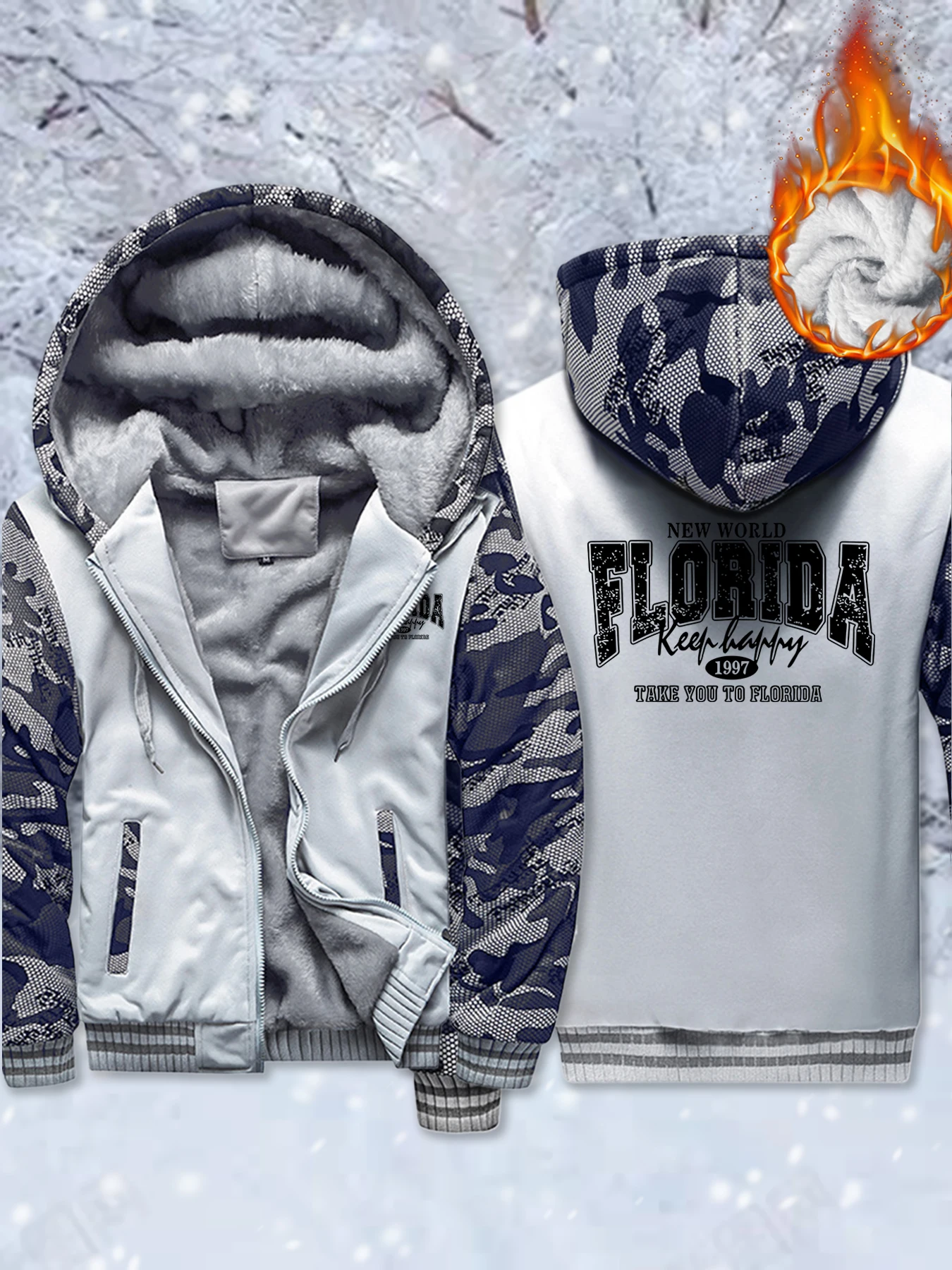 

Новый мир Флориды 1997, мужские утепленные куртки с принтом, флисовые модные пальто, спортивная уличная одежда большого размера, зимние мужские толстовки на молнии
