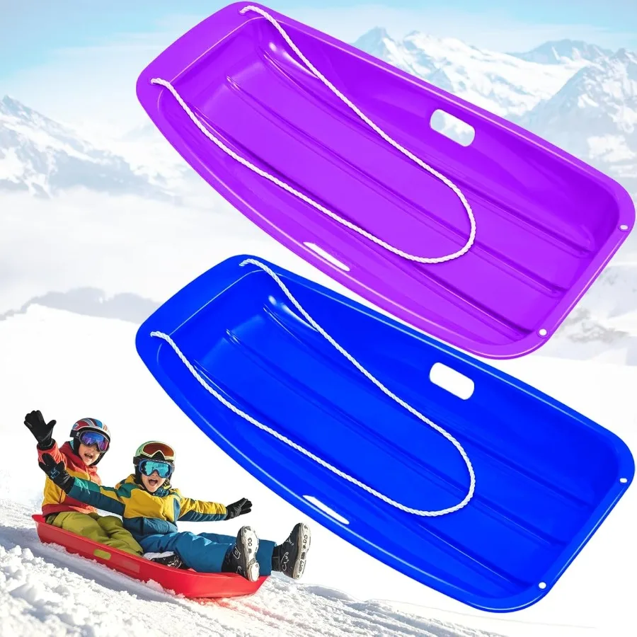 

Heavy Duty 35 Snow Sled for and Adults - Downhill Sprinter Toboggan with 2 Handles and Pull Ropes Ideal Winter Outdoor Sledding