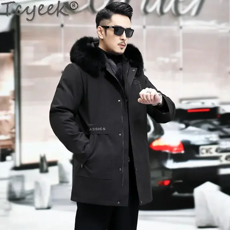 

Winter Jacket Men 2022 New Real Fur Jackets Mid-length Parkas Mink Liner Fox Fur Collar Coat L-7XL Casual Slim Jacket Abrigos LM