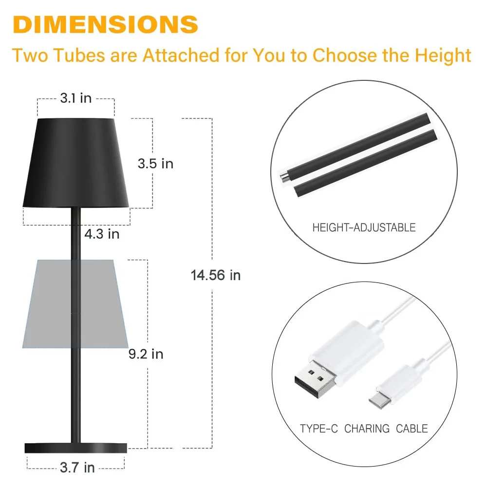 Lampe de Table Tactile LED Rechargeable Simple 2400mAh, Trois Couleurs, Barre Lumineuse Ambiante Créative de oral et, Décoration Extérieure, Veilleuse