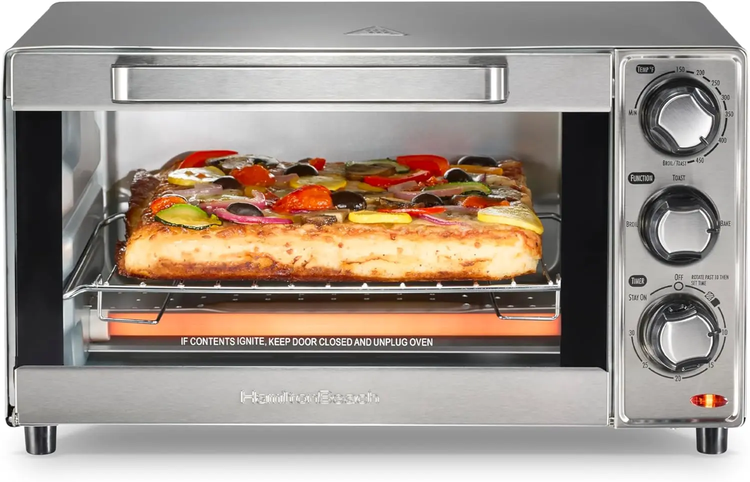 Large 4-Slice Stainless Steel Countertop Toaster Oven and Pizza Maker