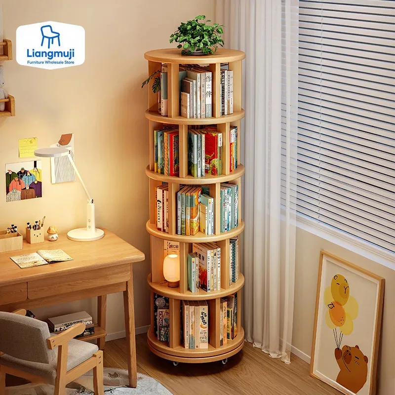 Vertical Vintage Rotating Bookcase Miniature Wood Miniature House Rotating Bookcase Storage Mueble De Cuarto Room Furnitures