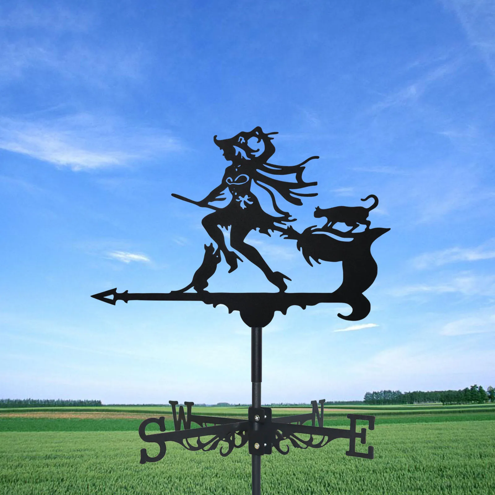 

Magic Weathervane Silhouette Art Black Metal Fairy Hallowmas Witch Wind Vanes Outdoors Decorations Garden For Roof Yard Building