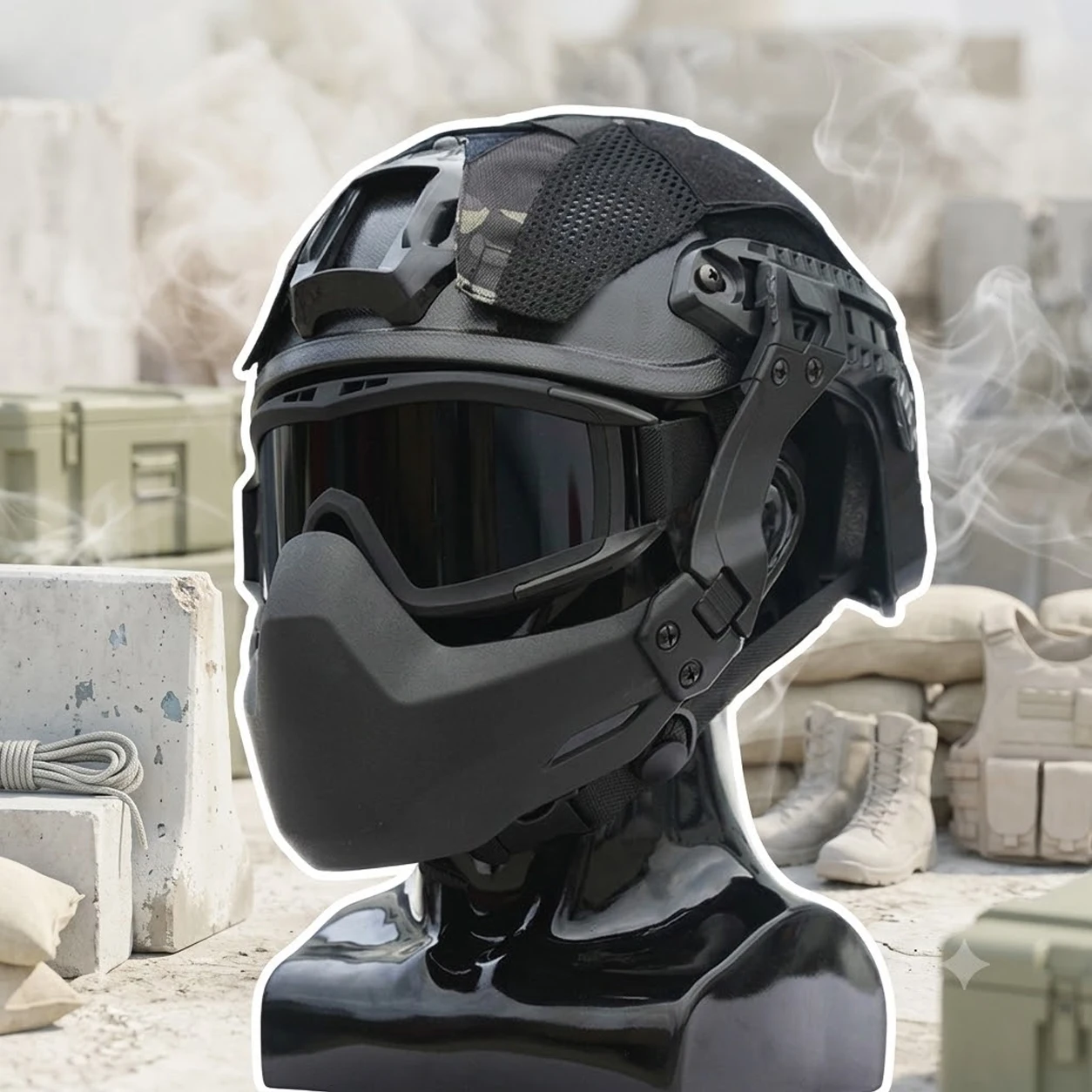 Kids Tactical Helmet Set with Airsoft Headset & Goggles Mask CS Cosplay Gear Children Military Wargame Combat Protection