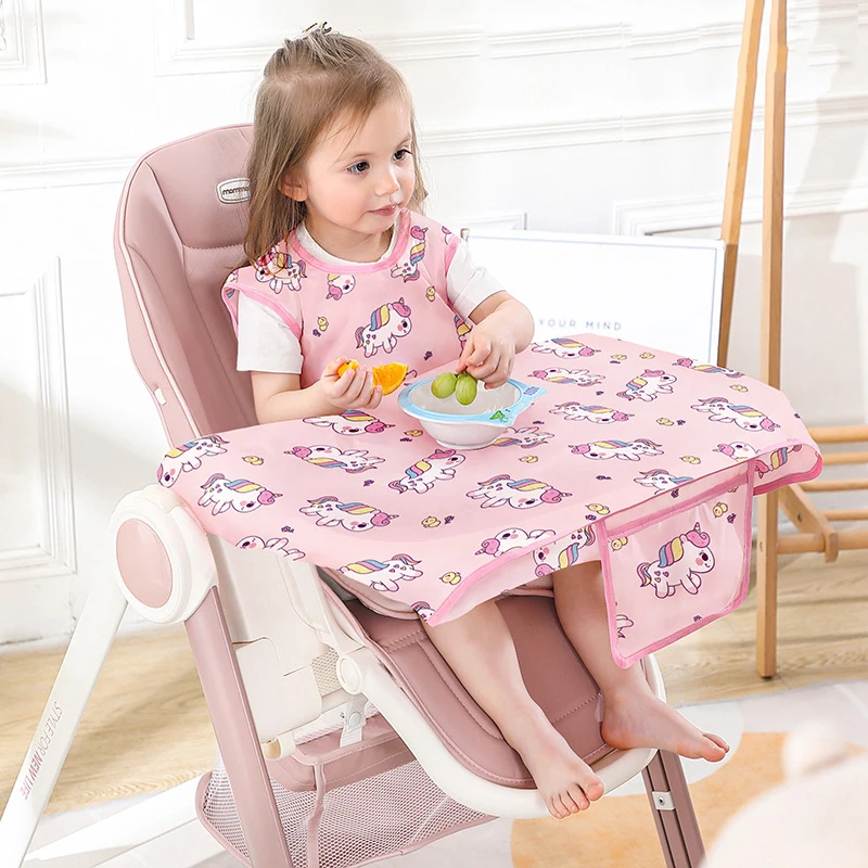 Baby waterproof Bibs  Baby Dining Chair Gown sleeveless Coverall with Table Cloth Cover Saliva Towel Burp Apron Newborn Smock