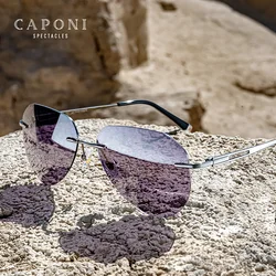 CAPONI Rimless Men's Sunglasses Polarized Photochromic UV400 Outdoor Driving Sun Glasses Titanium Alloy Fashion Eyewear BS22003