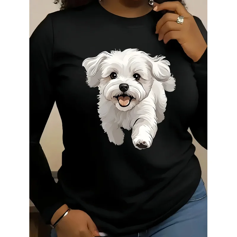 Vintage Halloween Women's Black Long-Sleeve T-Shirt Round Neck Pullover for Autumn/Winter,Fashionable Party Outfit, Commuting