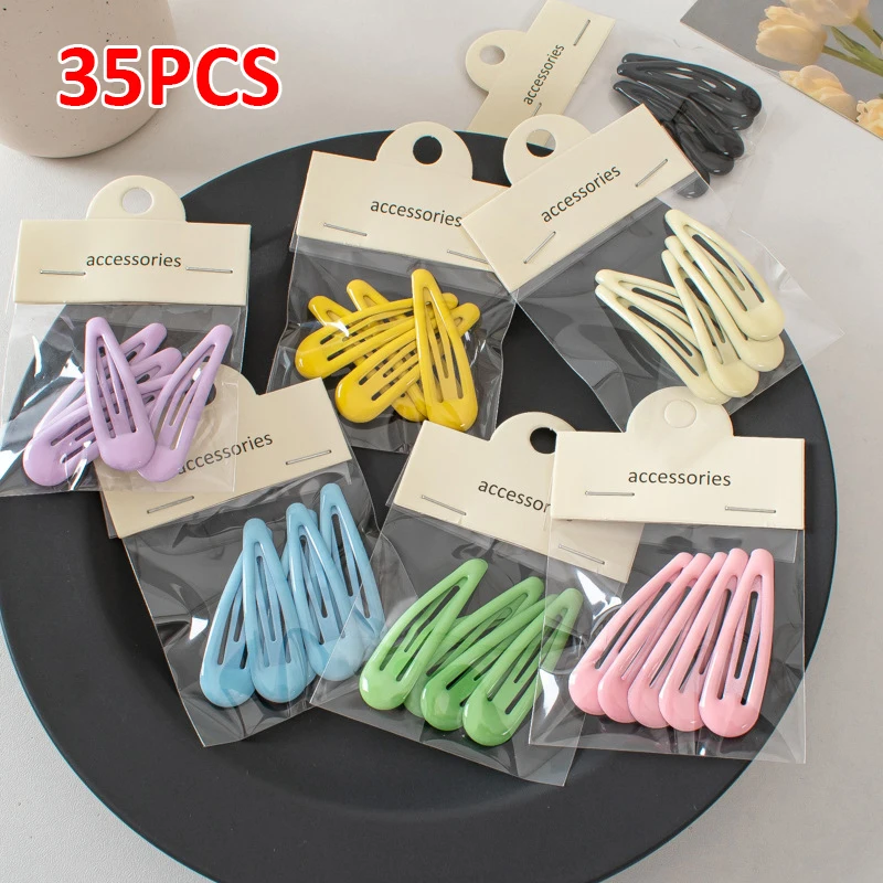 

35Pcs Candy Color Hairpins Cute Bangs BB Clip Waterdrop Word Clips DIY Handmade Bow Headwear Children Barrettes Hair Accessories