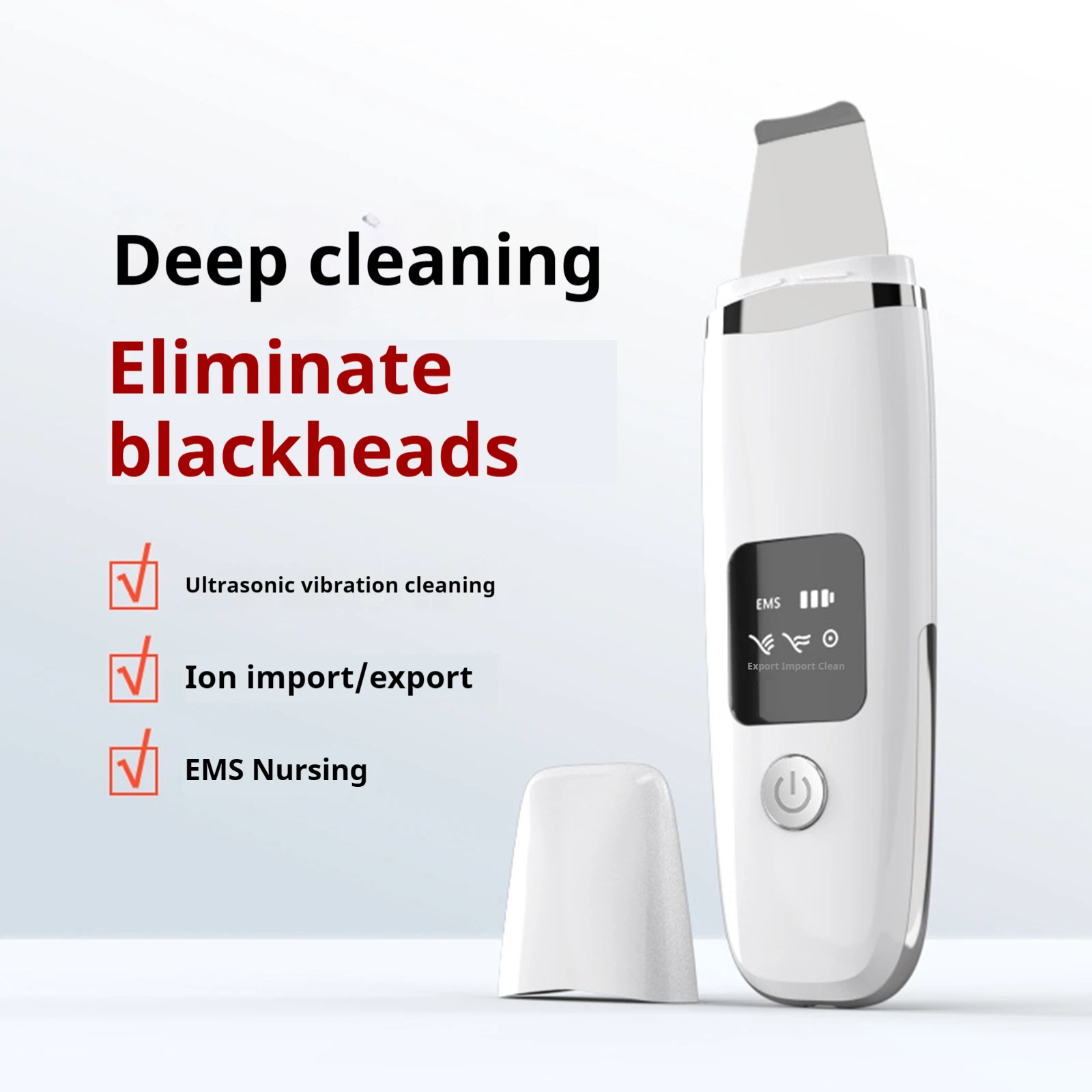 

Ultrasonic Skin Scrubber Deep Face Cleaning Ultrasonic Ion Ance Pore Cleaner Facial Shovel Cleanser Facial Massager