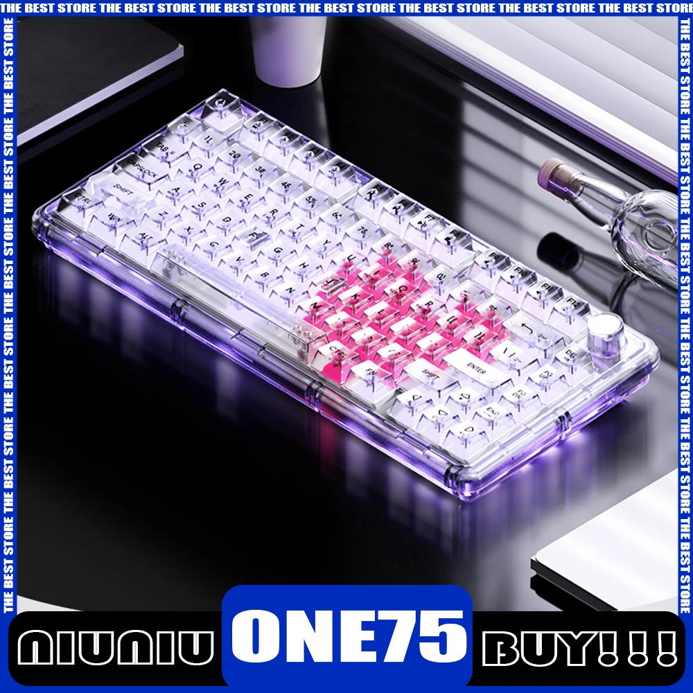 Weikav ONE75 Mechanical Keyboard Wireless Multifunctional Knob Three Mode Gaming Keyboard Hot Swap RGB Transparent Customization
