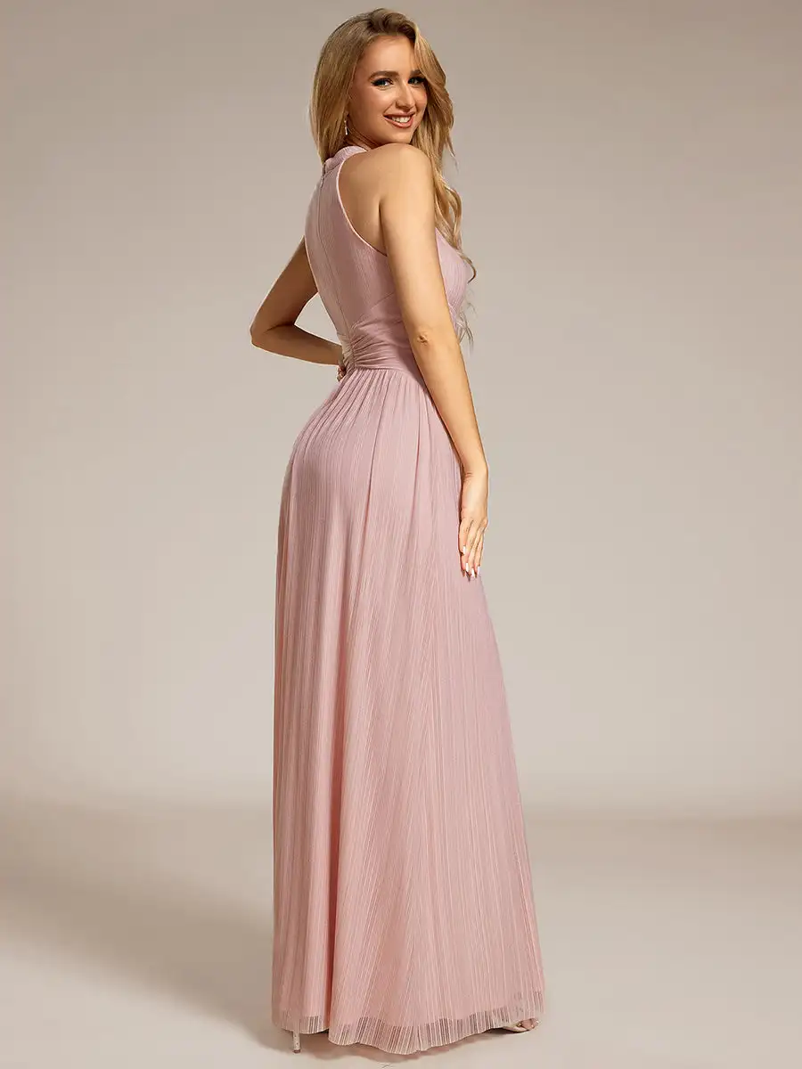 Elegant Evening Dresses Halter Neck Pleated Glittery Formal with Empire Waist 2024 Ever Pretty of Pink Bridesmaid Dress