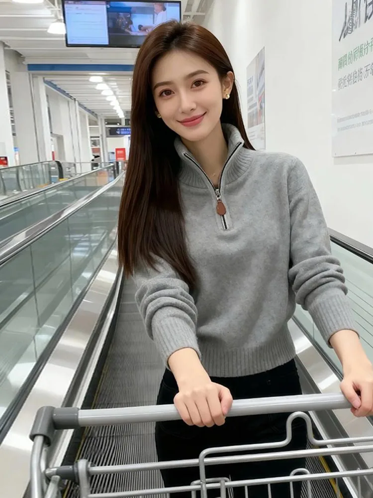 

Chic ort Knitwear Women's Slim Fit Casual Sle Winter New Arrival Soft round Ne Pullover Top Breathable Comfortable